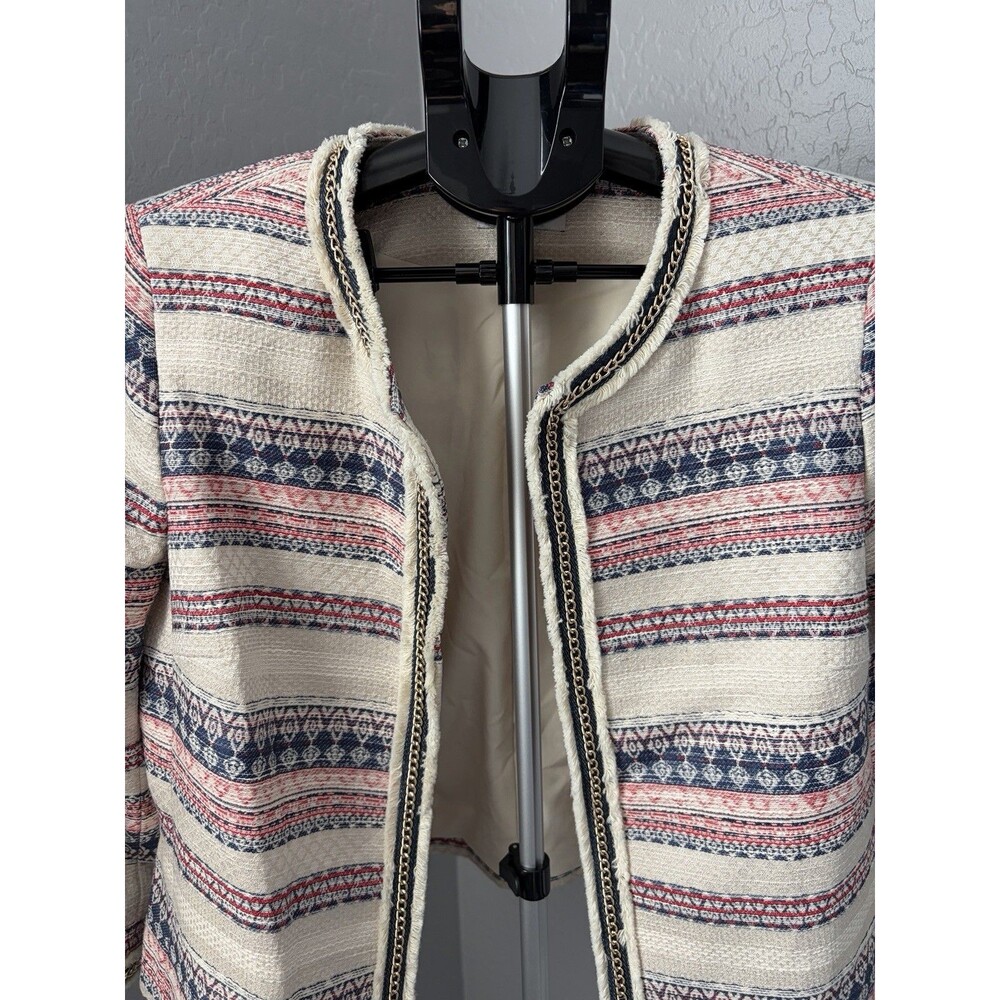 Tahari Cream Striped Tweed Open-Front Blazer Arthur S. Levine - Picture 4 of 16